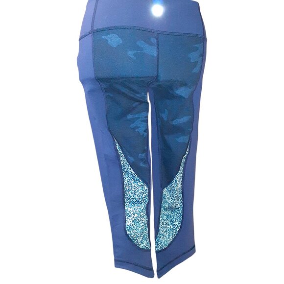 Lululemon Wunder Under Crop Leggings Inkwell Blue Lotus Camo Pebble Print - Picture 2 of 6